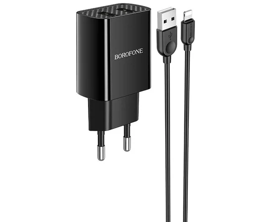 СЗУ Borofone BA53A Powerway (2USB/2.1A) + Lightning Черный