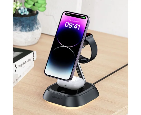 БЗУ Acefast E16 desktop 3-in-1 Black