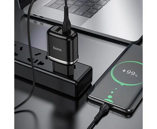 СЗУ Hoco N4 (2USB/2.4A) + MicroUSB Черный