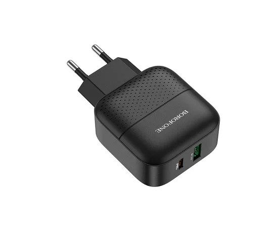 СЗУ Borofone BA46A PD 18W+QC3.0 (1USB/1Type-C/3A) + Type-C to Lightning Черный
