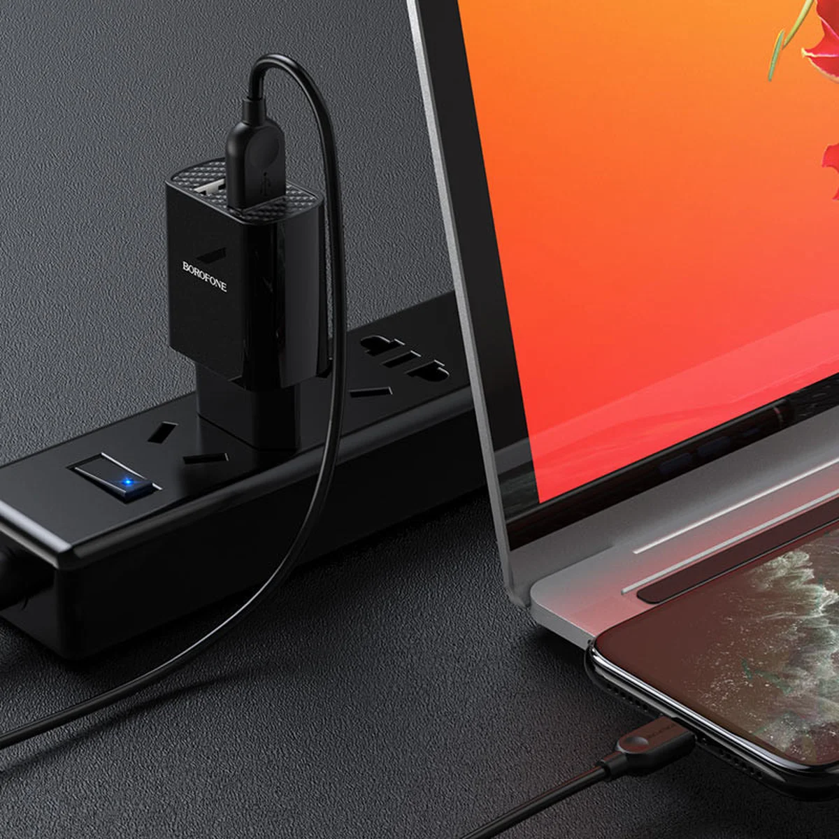 СЗУ Borofone BA53A Powerway (2USB/2.1A) + Lightning Чорний