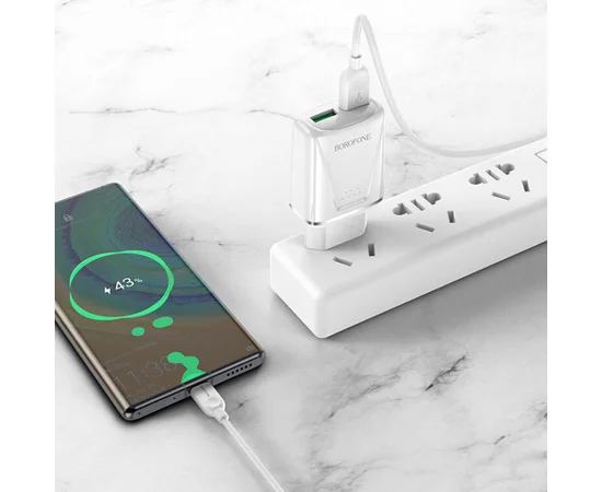 СЗУ Borofone BA54A Wide road QC3.0 (2USB) + Type-C White