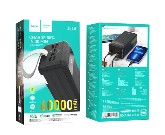Портативное зарядное устройство Power Bank Hoco J86B Electric 22.5W 60000 mAh Черный
