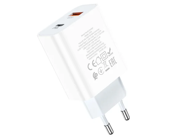 СЗУ HOCO C97A PD20W+QC3.0 (1USB/1Type-C/3A) Белый