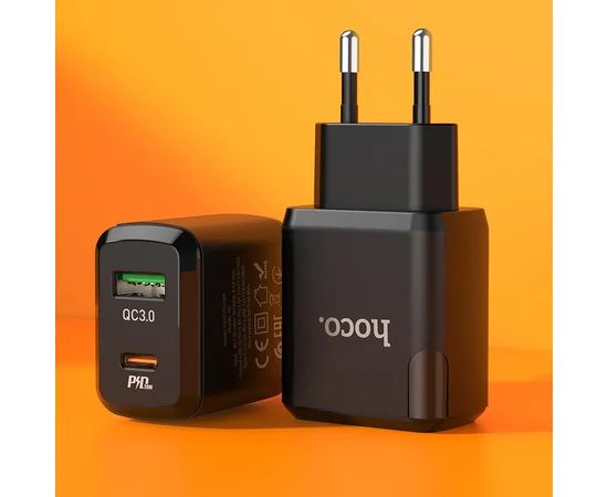 СЗУ Hoco N5 Favor 20W PD+QC3.0 (1USB/1Type-C/3A) Черный