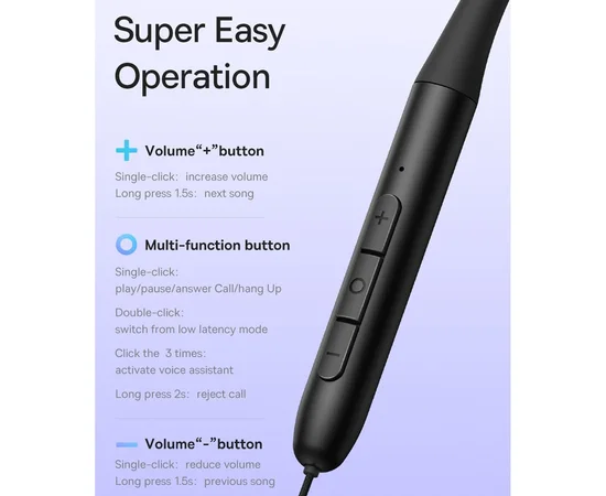 Беспроводные наушники Baseus Bowie P1 Half In-ear Neckband Wireless Earphones (NGPB000) Black