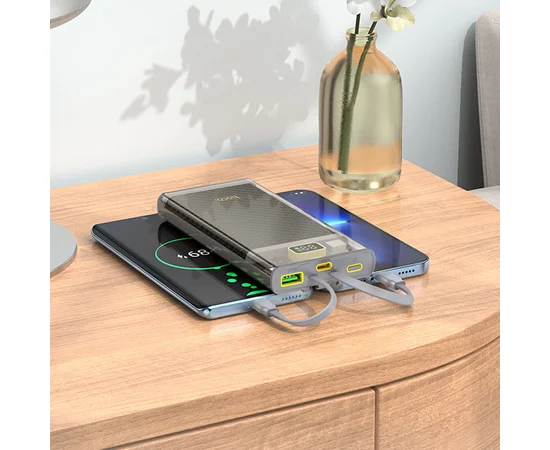 Портативное зарядное устройство Power Bank Hoco J104 Discovery Edition 22.5W with cable 10000 mAh Gray