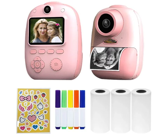 Детская фотокамера D10 с моментальной печатью Pink
