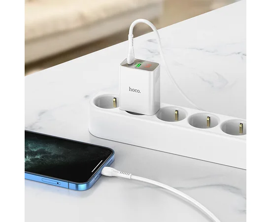 СЗУ HOCO C100A PD20W+QC3.0 + Type-C to Lightning White