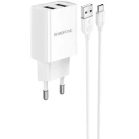 СЗУ Borofone BA53A Powerway (2USB/2.1A) + Type-C Білий