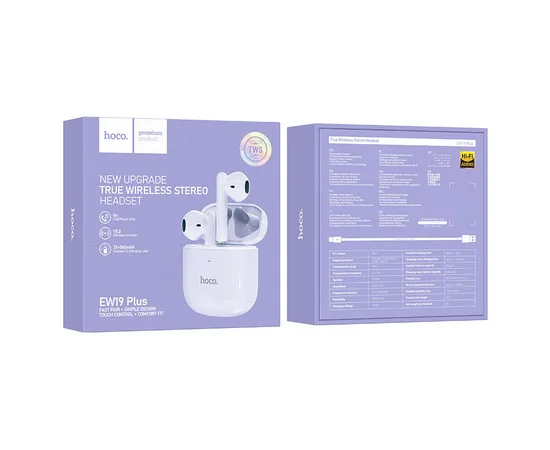 Беспроводные TWS наушники Hoco EW19 Plus Dream Purple