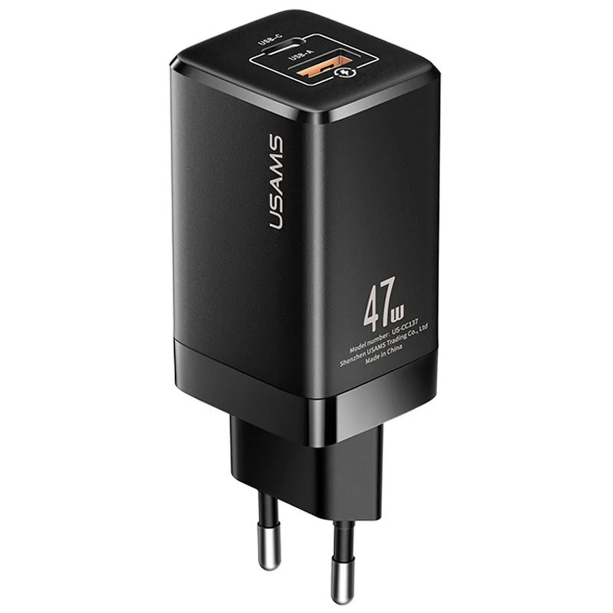 СЗУ Usams US-CC137 T41 47W GaN PD + QC Mini Черный