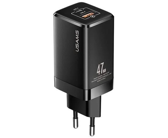 СЗУ Usams US-CC137 T41 47W GaN PD + QC Mini Черный
