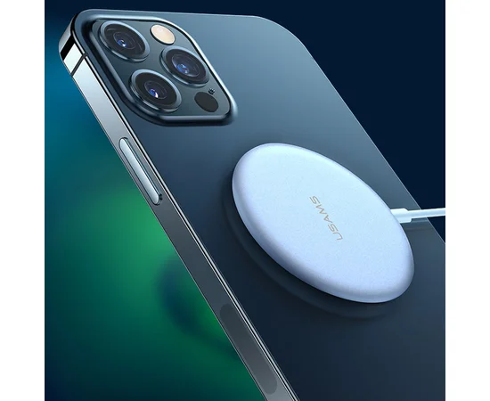 БЗУ Usams US-CD160 W2,15W, Type-C (магнитный) Серебряный