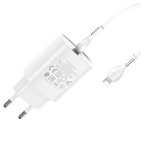 СЗУ HOCO N14 PD 20W 1Type-C + Type-C to Lightning Білий
