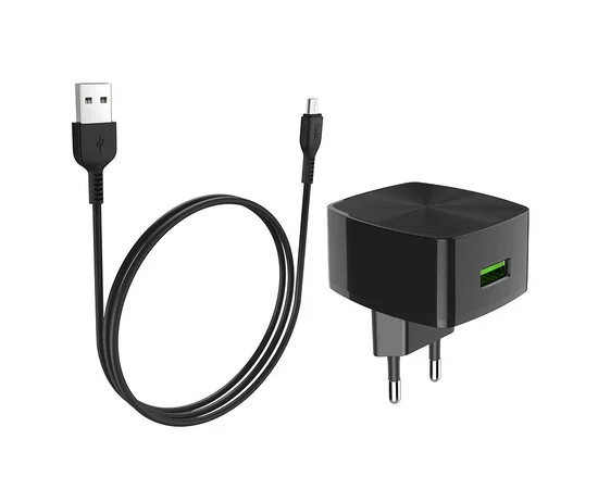 СЗУ Hoco C70A QC3.0 (1USB/3A) + microUSB Черный