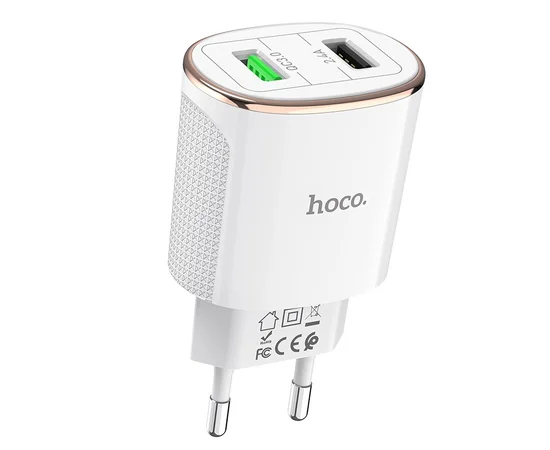 СЗУ Hoco C60A QC3.0 (2USB/3.4A) Белый