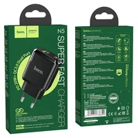 СЗУ Hoco N5 Favor 20W PD+QC3.0 (1USB/1Type-C/3A) Черный