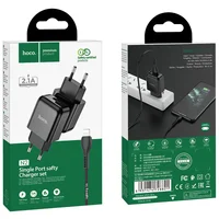 СЗУ HOCO N2 (1USB/2.1A) + USB - Lightning Черный