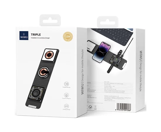 БЗУ WIWU Wi-W001 3 in 1 wireless charger Black