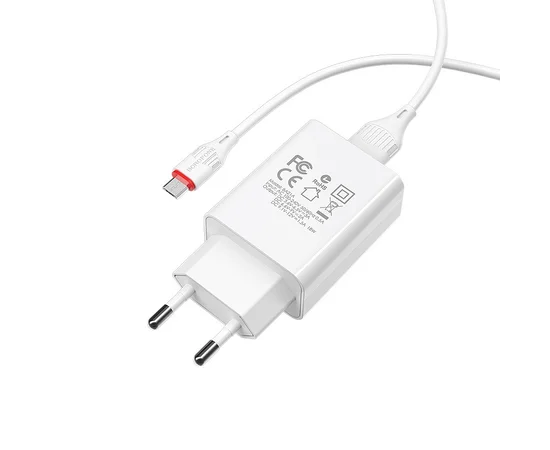 СЗУ Borofone BA21A Long journey QC3.0 (1USB/3A) + MicroUSB Белый