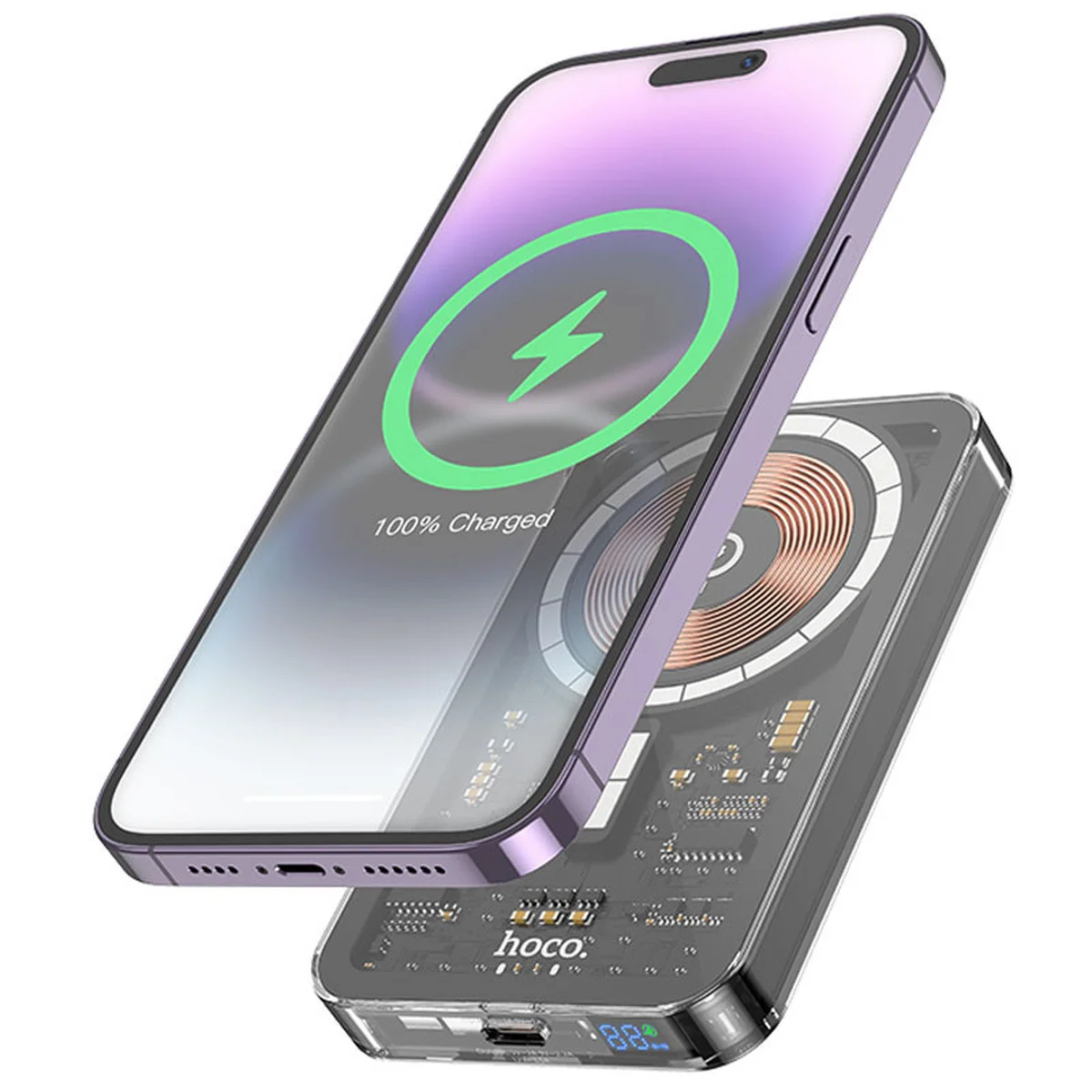 Портативний зарядний пристрій Power Bank Hoco Q14 Ice Crystal PD20W із БЗУ 5000 mAh Black