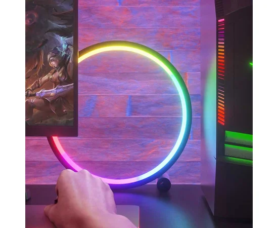 Настольная LED лампа RGB Intelligent circular atmosphere light Bluetooth USB with app Black