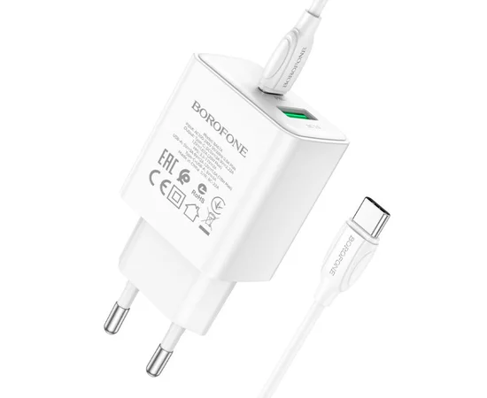 СЗУ Borofone BA67A PD20W+QC3.0 + Type-C + Type-C Белый
