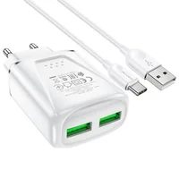 СЗУ Borofone BA54A Wide road QC3.0 (2USB) + Type-C White