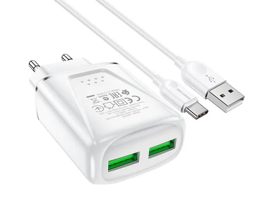 СЗУ Borofone BA54A Wide road QC3.0 (2USB) + Type-C White