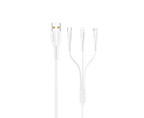 СЗУ USAMS T20 Dual USB Round Travel Charger (EU)+ U35 3IN1 Charging Cable Белый