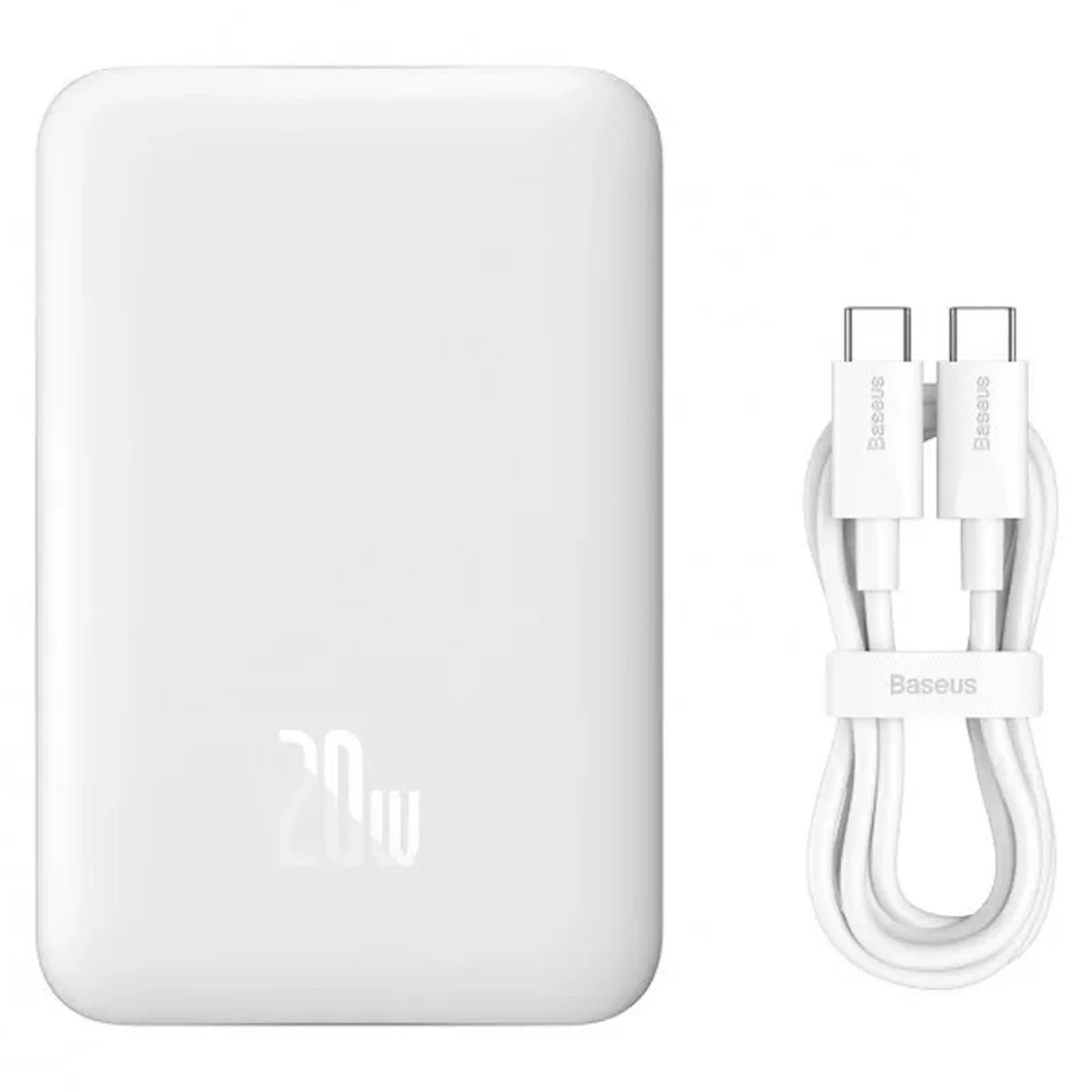 Портативное зарядное устройство Power Bank Baseus Magnetic Mini 20W c БЗУ 10000 mAh (PPCX070001) White