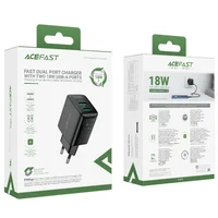 СЗУ Acefast A33 QC18W (USB-A+USB-A) dual port Black