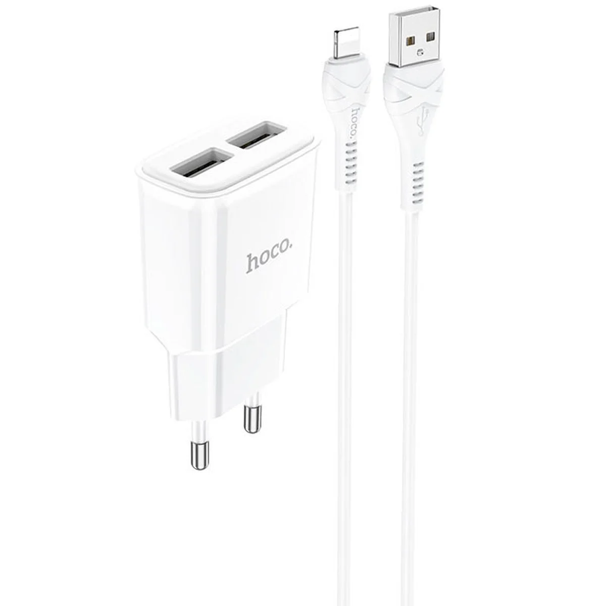 СЗУ HOCO C88A (2USB/2.4A) + Lightning Белый