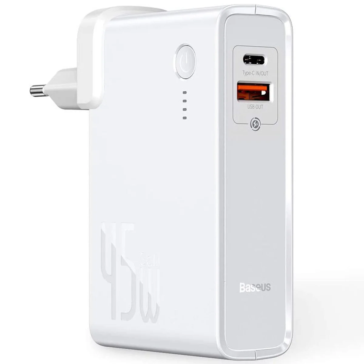СЗУ + Power Bank 2in1 Baseus GaN (2 Type-C / 45W) + 10 000 mAh Білий