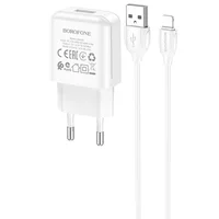 СЗУ Borofone BA64A Single port + Lightning Белый