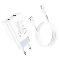 СЗУ HOCO C97A PD20W+QC3.0 (1USB/1Type-C/3A) + Type-C to Type-C Белый