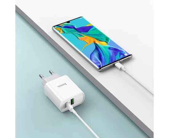 СЗУ HOCO C80A PD+QC3.0 (1USB/3.1A) Type-C to lightning Белый