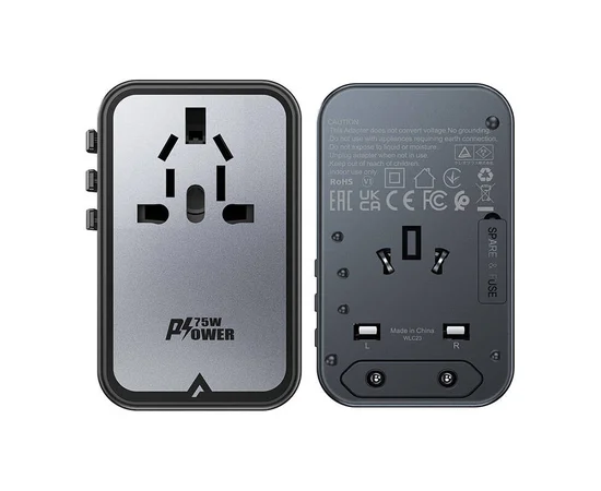 СЗУ Acefast Z1 PD75W GaN (3*USB-C+2*USB-A) Black gray