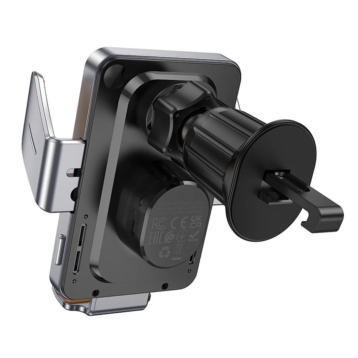 Автоутримувач із БЗУ Hoco HW7 Transparent Discovery Edition (air outlet) Metal gray