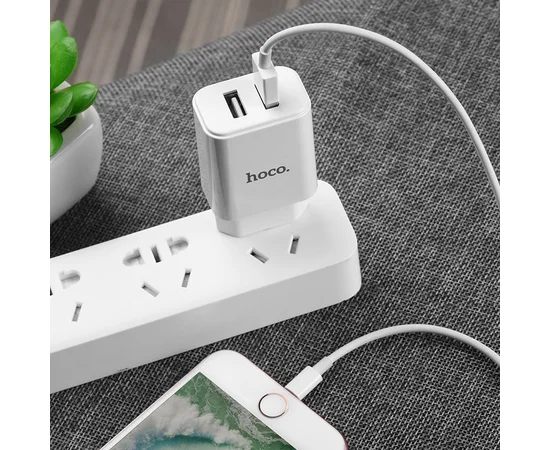 СЗУ Hoco C62A Victoria 2.1A 2USB + cable MicroUSB white