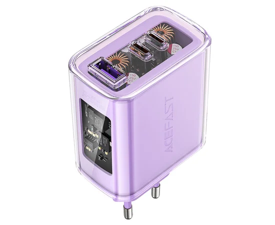 СЗУ Acefast A45 Exploration series PD65W GaN (2*USB-C+USB-A) Purple alfalfa