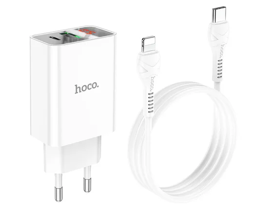 СЗУ HOCO C100A PD20W+QC3.0 + Type-C to Lightning White