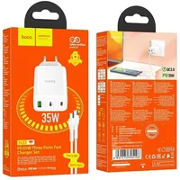 СЗУ Hoco N33 Start PD35W (2C/1A) + Type-C to Type-C White