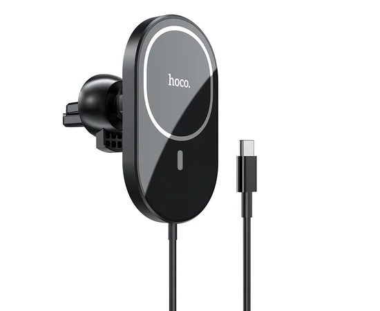 Автодержатель с БЗУ Hoco CA90, магнитный Черный