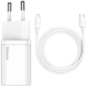 СЗУ Baseus Super Si Quick Charger 1C 20W + кабель Type-C to Lightning (TZCCSUP-B) Белый