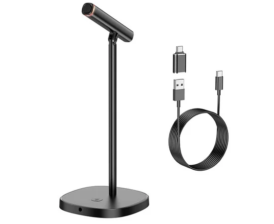 Настольный микрофон Hoco L16 Mike USB+Type-C Black