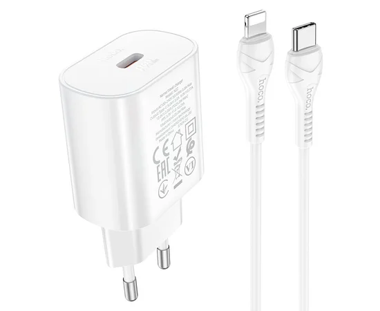 СЗУ Hoco N22 Jetta PD25W + Type-C to Lightning Белый