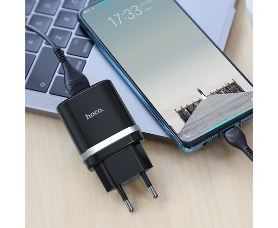 СЗУ Hoco C12Q Smart QC3.0 (1USB/3A) + Type-C Черный