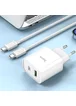 СЗУ HOCO C80A Plus Rapido PD20W+QC3.0 (1Type-C/1USB) + Type-C to Type-C White